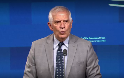 European Union foreign affairs chief Josep Borrell announces the resumption of the Association Council with Israel, July 18, 2022. (screenshot)