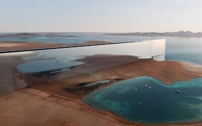 Mirror-encased skyscrapers extending over 170 kilometers (more than 100 miles), known collectively as The Line, at the planned Neom city in Saudi Arabia, unveiled by Crown Prince Mohammed bin Salman on July 25, 2022. (Neom.com)