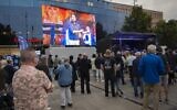 Party leader of the Sweden Democrats Jimmie Akesson attends an election campaign meeting at the town square in Gavle, on August 23, 2022. (Henrik Montgomery/TT News Agency/AFP)