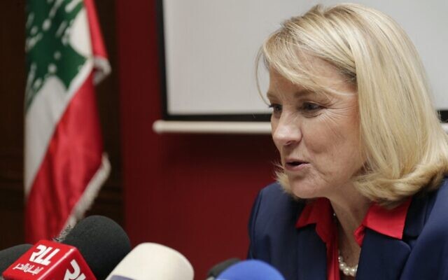 Tracy Chamoun, Lebanese ex-ambassador and granddaughter of late president Camille Chamoun, holds a press conference to announce her bid for the presidency in the upcoming vote, in the capital Beirut on August 29, 2022. (Anwar Amro/AFP) Tracy Chamoun, Lebanese ex-ambassador and granddaughter of late president Camille Chamoun, holds a press conference to announce her bid for the presidency in the upcoming vote, in the capital Beirut on August 29, 2022. (Anwar Amro/AFP)