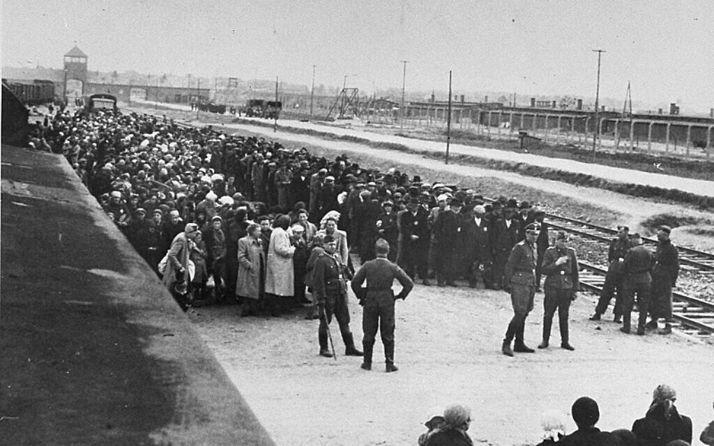 Hungarian Jews arriving at Auschwitz in 1944. (Public Domain)