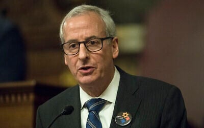 State Rep. Dan Frankel speaks before a joint session of Pennsylvania lawmakers who came together to commemorate the victims of the Pittsburgh synagogue attack that killed 11 people, Wednesday, April 10, 2019, at the state Capitol in Harrisburg, Pa. (AP/Matt Rourke)