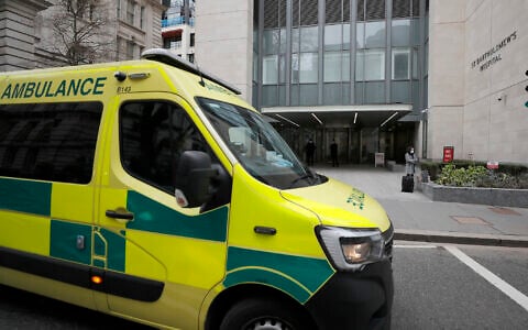 illustrative: An ambulance leaves a hospital in London, March 5, 2021. (Frank Augstein/AP)