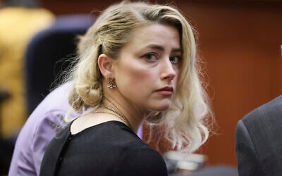 Amber Heard, at the Fairfax County Circuit Courthouse in Fairfax, Virginia, June 1, 2022. (Evelyn Hockstein/Pool via AP)