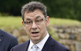 Pfizer CEO Albert Bourla speaks, ahead of the G-7 summit in St. Ives, England, June 10, 2021. (Patrick Semansky/AP)