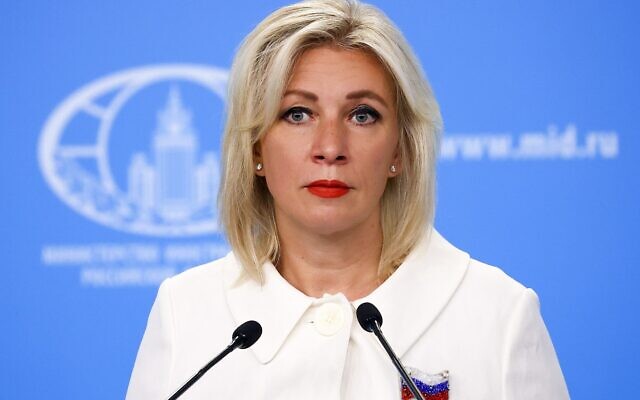 In this photo released by the Russian Foreign Ministry Press Service, Russian Foreign Ministry's spokeswoman Maria Zakharova speaks in Moscow, Russia, Thursday, July 21, 2022. (Russian Foreign Ministry Press Service via AP) In this photo released by the Russian Foreign Ministry Press Service, Russian Foreign Ministry's spokeswoman Maria Zakharova speaks in Moscow, Russia, Thursday, July 21, 2022. (Russian Foreign Ministry Press Service via AP)