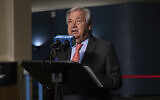 United Nations Secretary-General Antonio Guterres makes remarks before the 2022 Nuclear Non-Proliferation Treaty (NPT) review conference in the United Nations General Assembly, August 1, 2022. (AP Photo/ Yuki Iwamura)