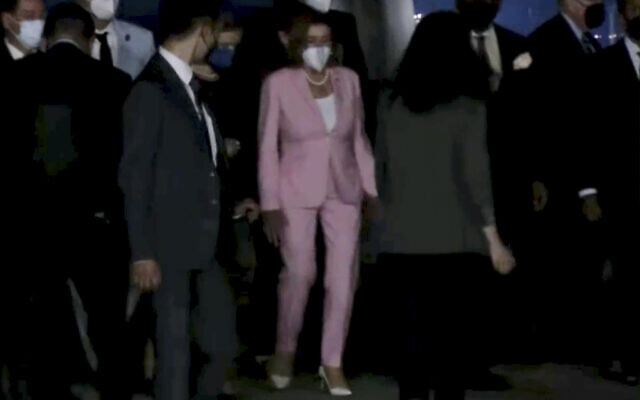 In this image taken from video, US House Speaker Nancy Pelosi arrives in Taipei, Taiwan, Tuesday, August 2, 2022. (Taiwan Ministry of Foreign Affairs via AP) In this image taken from video, US House Speaker Nancy Pelosi arrives in Taipei, Taiwan, Tuesday, August 2, 2022. (Taiwan Ministry of Foreign Affairs via AP)