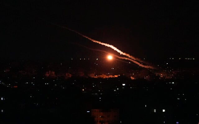 Rockets are launched by terrorists toward Israel before the start of a cease-fire in Gaza City, August 7, 2022. (AP Photo/Adel Hana) Rockets are launched by terrorists toward Israel before the start of a cease-fire in Gaza City, August 7, 2022. (AP Photo/Adel Hana)