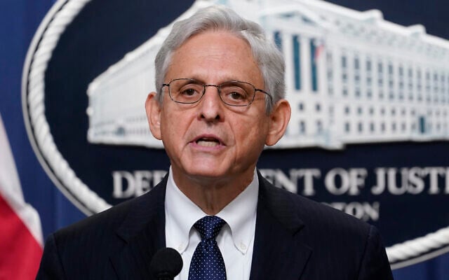 US Attorney General Merrick Garland speaks at the Justice Department following the FBI search of Mar-a-Lago, August. 11, 2022, in Washington. (AP/Susan Walsh) US Attorney General Merrick Garland speaks at the Justice Department following the FBI search of Mar-a-Lago, August. 11, 2022, in Washington. (AP/Susan Walsh)