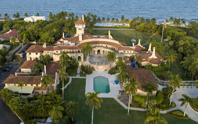 An aerial view of former US president Donald Trump's Mar-a-Lago estate is seen on August 10, 2022, in Palm Beach, Florida. (AP Photo/Steve Helber, File)