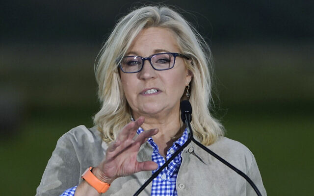 Rep. Liz Cheney, R-Wyo., speaks Tuesday, Aug. 16, 2022, at an Election Day gathering in Jackson, Wyo. Challenger Harriet Hageman has defeated Cheney in the primary. (AP Photo/Jae C. Hong)