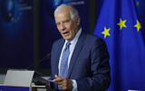 European Union foreign policy chief Josep Borrell speaks during a media conference in Brussels on Thursday, Aug. 18, 2022 (AP Photo/Virginia Mayo)