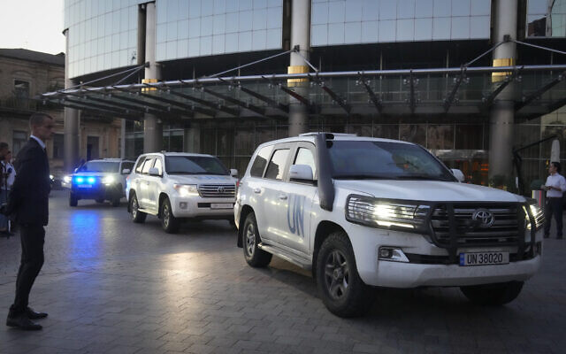 A team of IAEA experts and inspectors leave the capital Kyiv, Ukraine, August 31, 2022. (AP Photo/Efrem Lukatsky) A team of IAEA experts and inspectors leave the capital Kyiv, Ukraine, August 31, 2022. (AP Photo/Efrem Lukatsky)