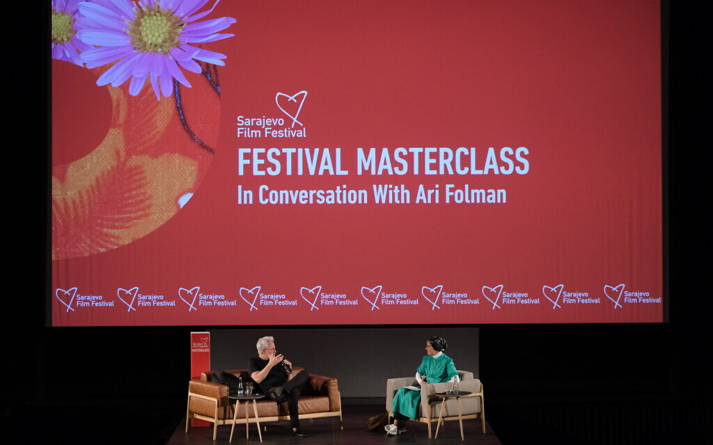 Israeli director Ari Folman speaks during a master class at the Sarajevo Film Festival in Sarajevo, Bosnia and Herzegovina, August 2022. (Sarajevo Film Festival/ Obala Art Centar)