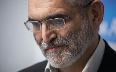 Michael Ben Ari attends a press conference held in response to the Supreme Court decision to disqualify his candidacy for the 2019 Knesset elections, due to his racist views, in Jerusalem on March 17, 2019. (Yonatan Sindel/FLash90)