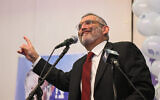 Then-Otzma Yehudit party member Michael Ben Ari speaks during an election campaign event of Otzma Yehudit party in Bat Yam, April 6, 2019. (Flash90)