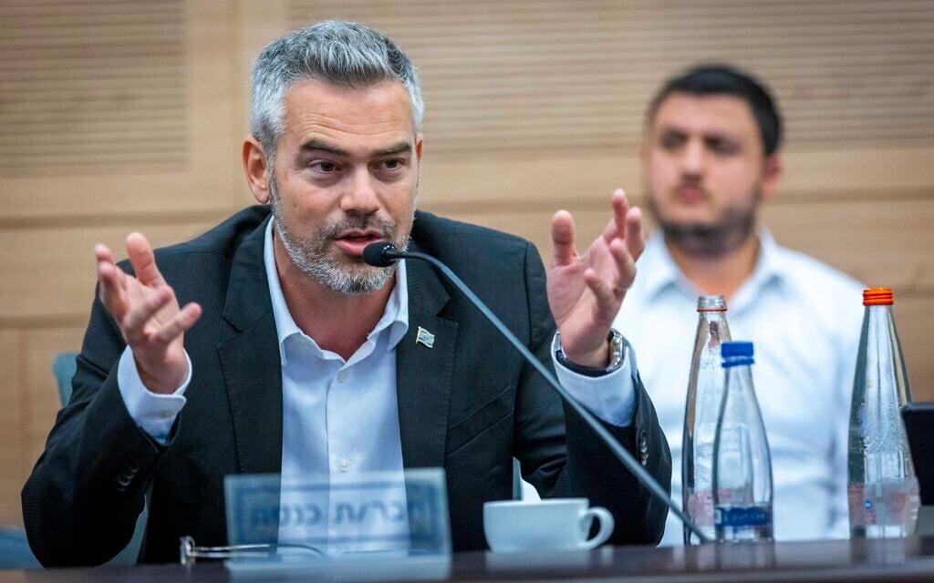 MK Boaz Toporovsky attends a Knesset Constitutional Committee meeting to discuss the so-called Criminal Defendant Bill and the Knesset dispersal bill, June 26, 2022. (Olivier Fitoussi/Flash90) MK Boaz Toporovsky attends a Knesset Constitutional Committee meeting to discuss the so-called Criminal Defendant Bill and the Knesset dispersal bill, June 26, 2022. (Olivier Fitoussi/Flash90)