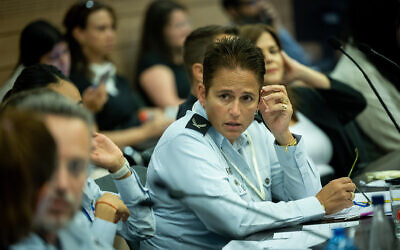 Head of the IPS human resources division, Tami Ezra, attends a Knesset discussion regarding the sexual abuse claims in Gilboa Prison, August 3, 2022. (Yonatan Sindel/Flash90)