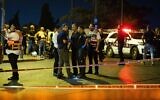 Israeli security forces at the scene of a terror shooting attack outside Jerusalem's Old City, August 14, 2022. (Yonatan Sindel/Flash90)