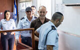 Bassem Saadi, head of the Palestinian Islamic Jihad terror group in the West Bank, appears for a hearing at Ofer prison, outside of Jerusalem, on August 25, 2022. (Yonatan Sindel/Flash90)