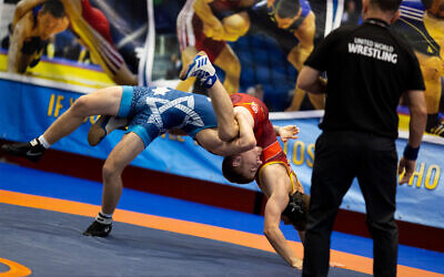 Wrestlers competing at the Maccabiah Games in Beersheba, July 2022. (Courtesy/Larry Slater)
