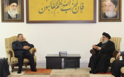 Hezbollah leader Hassan Nasrallah meets with Hamas leadership in Lebanon, August 28, 2022. (Twitter) Hezbollah leader Hassan Nasrallah meets with Hamas leadership in Lebanon, August 28, 2022. (Twitter)