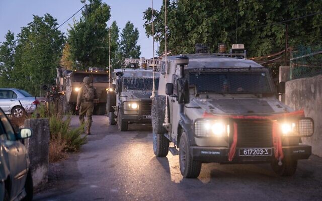 Illustrative: Israeli soldiers operate in the West Bank, August 24, 2022. (Israel Defense Forces) Illustrative: Israeli soldiers operate in the West Bank, August 24, 2022. (Israel Defense Forces)