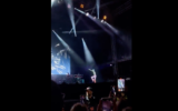 Pop star Justin Bieber raising his hand in what has been interpreted as a Nazi salute at a concern in Helsinki, Finland, August 9, 2022. (Screen capture/Twitter)