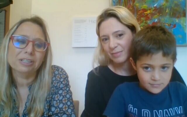 From left to right: Dr. Tami Laron-Kenet, Zohar Atar and Omer Atar speak to Channel 12, August 18, 2022 (screenshot)