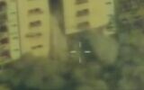 Screenshot from IDF footage of an airstrike on a Gaza apartment in which Tayseer Jabari, the commander of the Palestinian Islamic Jihad in northern Gaza, was killed, August 5, 2022. (IDF)