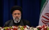Iran's President Ebrahim Raisi holds a press conference in New York on September 22, 2022. (Photo by Ed JONES / AFP)