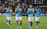 Israel's players celebrate winning the UEFA Nations League - League B Group 2 - football match between Israel and Albania at the at the Bloomfield Stadium, in Tel Aviv on September 24, 2022. (Jack Guez/AFP)