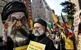 People rally against Ebrahim Raisi, president of Iran, near the United Nations in New York City, on September 20, 2022. (Stephanie Keith/Getty Images/AFP)