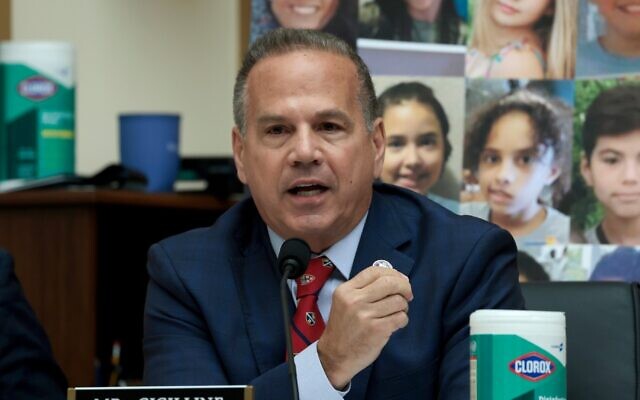 Representative David N. Cicilline, a Rhode Island Democrat, speaks during a House Judiciary Committee hearing in the Rayburn House Office Building in Washington, DC, June 2, 2022. (Anna Moneymaker/Getty Images via JTA) Representative David N. Cicilline, a Rhode Island Democrat, speaks during a House Judiciary Committee hearing in the Rayburn House Office Building in Washington, DC, June 2, 2022. (Anna Moneymaker/Getty Images via JTA)