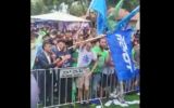 A crowd gathers as Religious Zionism MK Itamar Ben Gvir gives a speech at Blich High School in Ramat Gan, September 20, 2022. (Twitter screenshot; used in accordance with Clause 27a of the Copyright Law)