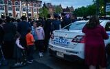 Illustrative: New York police secure a Jewish community event in the Crown Heights, Brooklyn, neighborhood of New York City, May 19, 2022. (Luke Tress/Times of Israel)