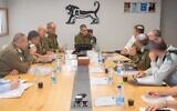IDF chief Aviv Kohavi meets with senior military officials at the Central Command headquarters in Jerusalem, September 28, 2022. (Israel Defense Forces)