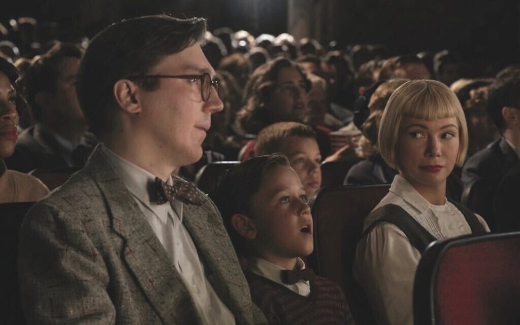 From left to right: Paul Dano, Mateo Zoryna Francis-Deford, and Michelle Williams as fictionalized members of Steven Spielberg's family in his film, 'The Fabelmans.' (2022 Universal Pictures and Amblin Entertainment via JTA) From left to right: Paul Dano, Mateo Zoryna Francis-Deford, and Michelle Williams as fictionalized members of Steven Spielberg's family in his film, 'The Fabelmans.' (2022 Universal Pictures and Amblin Entertainment via JTA)