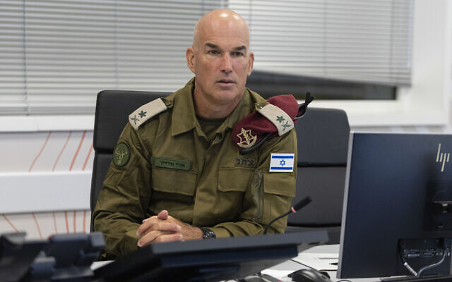 Maj. Gen. Ori Gordin, the incoming head of the Northern Command, during an interview with The Associated Press, at the Home Front Command base near the city of Ramla, on August 29, 2022. (AP Photo/ Tsafrir Abayov) Maj. Gen. Ori Gordin, the incoming head of the Northern Command, during an interview with The Associated Press, at the Home Front Command base near the city of Ramla, on August 29, 2022. (AP Photo/ Tsafrir Abayov)