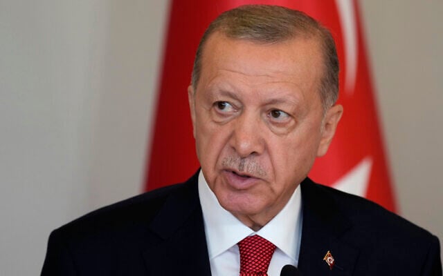 Turkey's President Recep Tayyip Erdogan addresses the media after meeting his Croatian counterpart Zoran Milanovic in Zagreb, Croatia, September 8, 2022. President Erdogan is on a state visit to Croatia. (AP Photo/Darko Bandic) Turkey's President Recep Tayyip Erdogan addresses the media after meeting his Croatian counterpart Zoran Milanovic in Zagreb, Croatia, September 8, 2022. President Erdogan is on a state visit to Croatia. (AP Photo/Darko Bandic)
