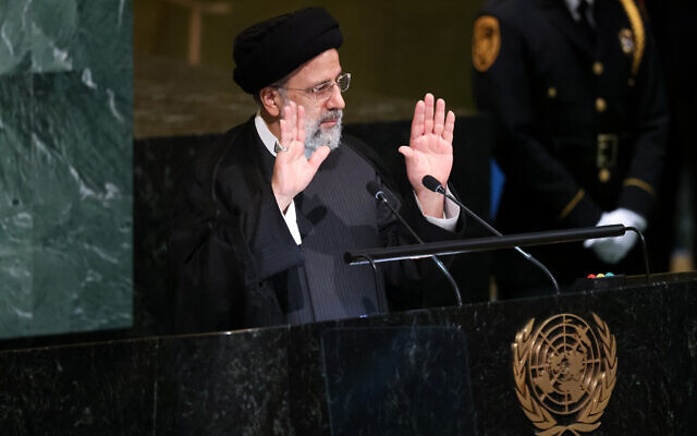 President of Iran Ebrahim Raisi addresses the 77th session of the United Nations General Assembly, Wednesday, Sept. 21, 2022. (AP Photo/Julia Nikhinson)