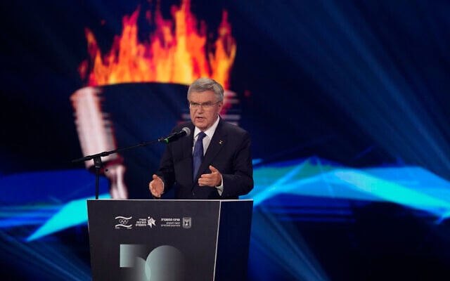 International Olympic Committee President Thomas Bach addresses a ceremony on the 50th anniversary of the deadly attack on the Israeli Olympic team at the 1972 Summer Olympics in Munich by a Palestinian militant group, in Tel Aviv, Israel, Wednesday, Sept. 21, 2022. (AP Photo/Maya Alleruzzo) International Olympic Committee President Thomas Bach addresses a ceremony on the 50th anniversary of the deadly attack on the Israeli Olympic team at the 1972 Summer Olympics in Munich by a Palestinian militant group, in Tel Aviv, Israel, Wednesday, Sept. 21, 2022. (AP Photo/Maya Alleruzzo)