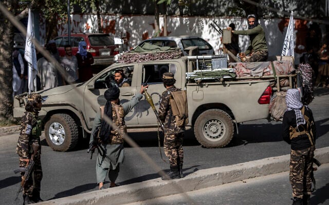Illustrative: Taliban fighters stand guard at the explosion site, near a mosque, in Kabul, Afghanistan, Friday, Sept. 23, 2022. (AP Photo/Ebrahim Noroozi) Illustrative: Taliban fighters stand guard at the explosion site, near a mosque, in Kabul, Afghanistan, Friday, Sept. 23, 2022. (AP Photo/Ebrahim Noroozi)