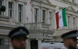 Illustrative: Police stand guard outside the Iranian embassy after a small group of protesters threw paint at the building in London, September 25, 2022. (AP/ Alastair Grant/ File)