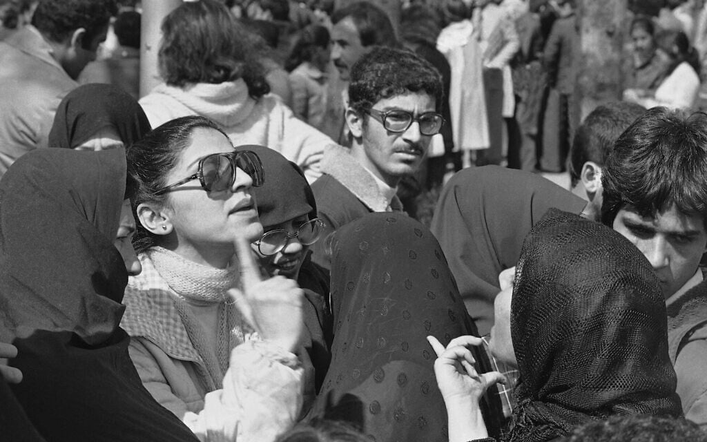 Iranian women argue during demonstration for equal rights in Tehran, March 12, 1979. (Richard Tomkins/AP)