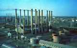 Illustrative: An Iranian oil refinery terminal of pipes coming in from the desert wells, 1971. (AP Photo)