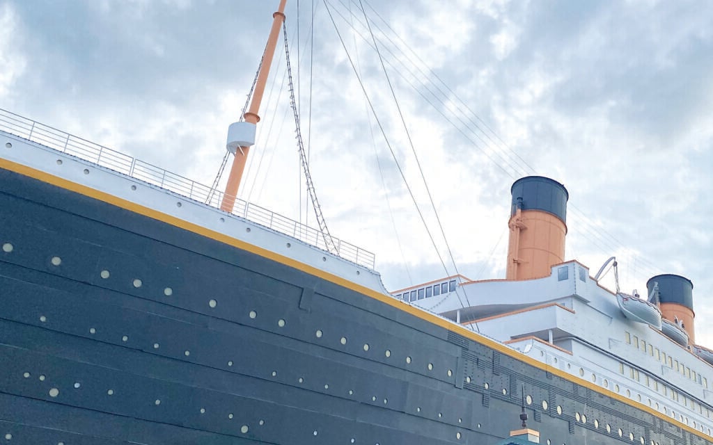 The facade of the Titanic Museum in Pigeon Forge, Tennessee, replicates the front half of Titanic's exterior at 50 percent of the actual size, as does the Titanic Museum in Branson, Missouri. (Marshall Weiss/ Dayton Jewish Observer)