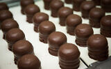 The production line of the 'Menbo,' the Feldman's Icecream factory's name for the sweet snack better known as 'Krembo' at the factory in Rehovot on October 27, 2015. (Hadas Parush/Flash90)