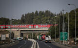 A passenger train nears Karmiel, on November 8, 2017. (Hadas Parush/Flash90)